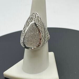 Sterling Silver Cubic Zirconia
Spider Web Weave Design Ring 2.40 Cts‎ New Sz 8